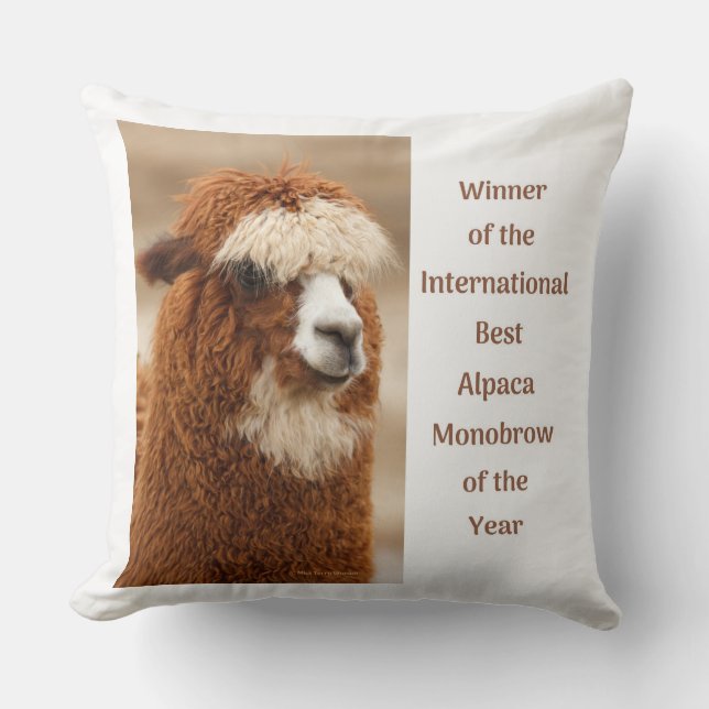 Best Alpaca Monobrow Throw Pillow (Front)