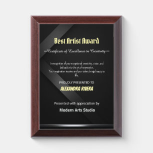 Best Artist Award Plaque