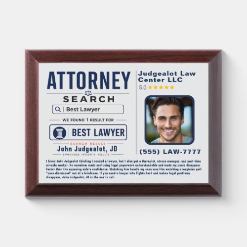 Best Attorney Award Personalized Plaque
