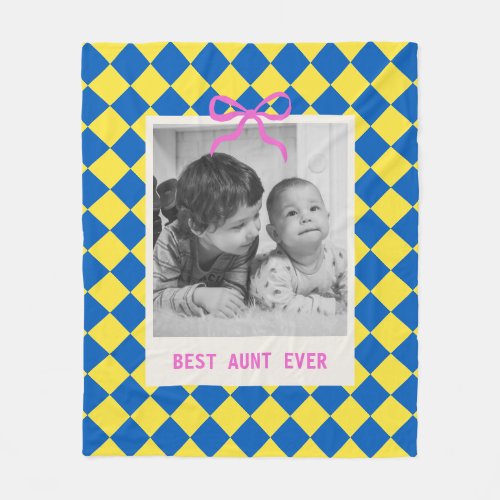 Best Aunt Auntie Birthday Custom Photo Diamond Fleece Blanket