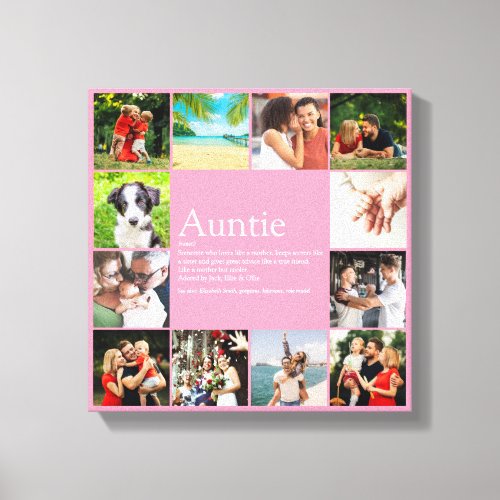 Best Aunt Auntie Definition 12 Photo Collage Pink Canvas Print