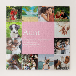 Best Aunt, Auntie Definition 12 Photo Pink Fun Jigsaw Puzzle