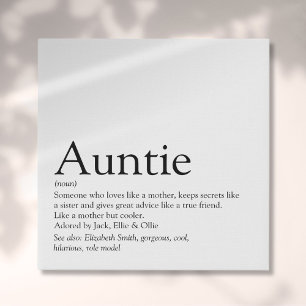 Best Aunt Auntie Definition Black and White Fun Faux Canvas Print