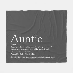Best Aunt Auntie Definition Fun Gray Fleece Blanket