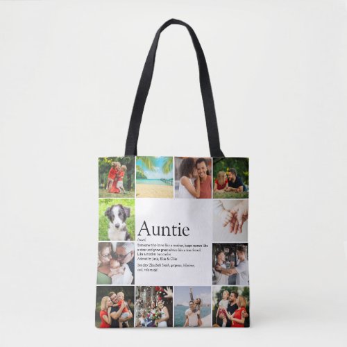 Best Aunt Auntie Ever Definition 12 Photo Collage Tote Bag