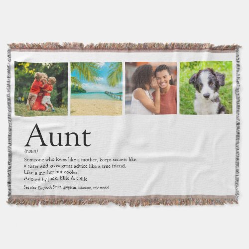 Best Aunt Auntie Ever Modern Photo Collage Throw Blanket