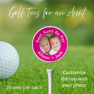 Best Aunt By Par Hot Pink Photo Golf Tees