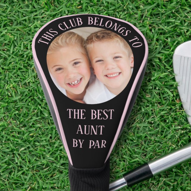 Best Aunt By Par Photo Pink Black Golf Head Cover (Creator Uploaded)