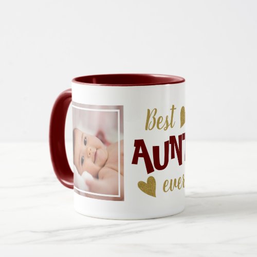 Best Aunt Ever 2 Photo Maroon And Gold Mug