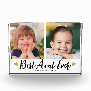 Best Aunt Ever 2 Picture Collage Heart Keepsake   Photo Block
