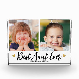 Best Aunt Ever 2 Picture Collage Heart Keepsake   Photo Block