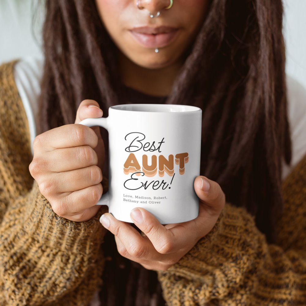 Discover Best Aunt Ever Burnt Orange Personalized Gift Coffee Mug