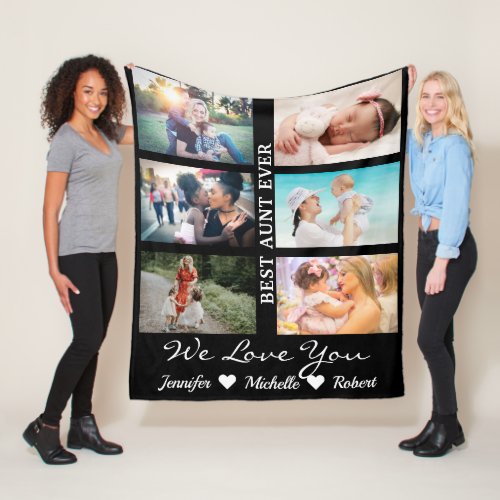 Best Aunt Ever Custom 6 Photo collage niece nephew Fleece Blanket