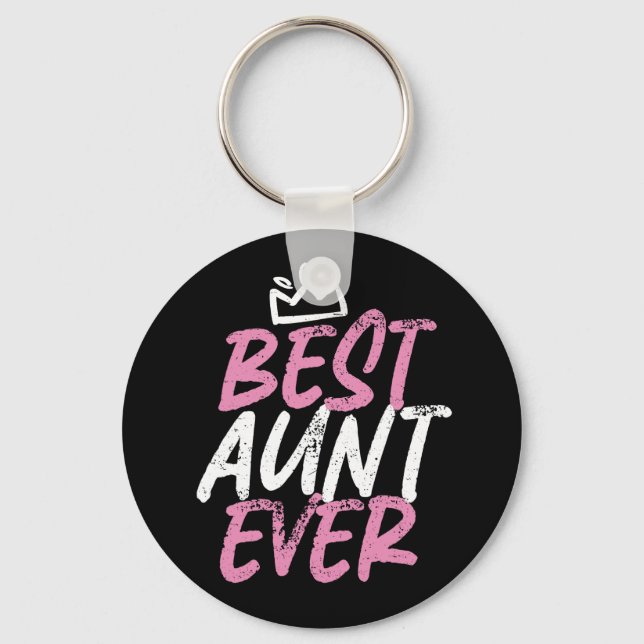Best Aunt Ever Cute and Funny BAE Auntie Keychain (Front)