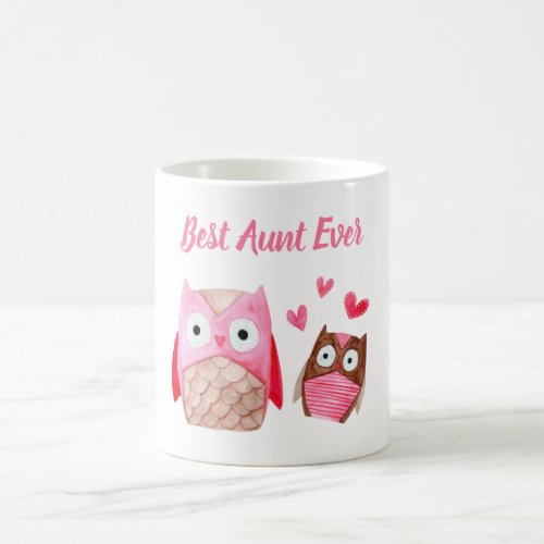 Best Aunt Ever Cute Owls Personalized Pink Coffee Mug
