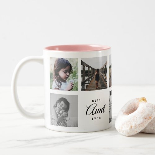 Best Aunt Ever Cute Trendy Instagram Photo Collage Two_Tone Coffee Mug