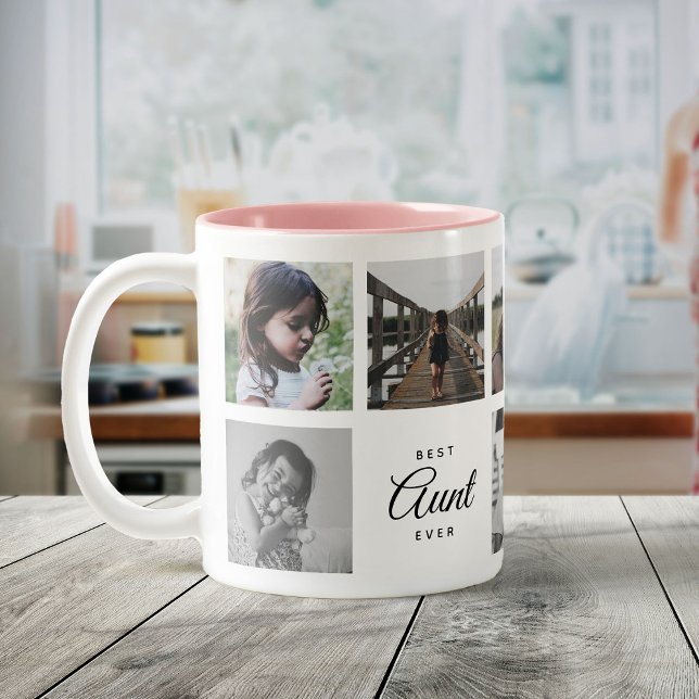 Best Aunt Ever Cute Trendy Instagram Photo Collage Two-Tone Coffee Mug (Creator Uploaded)