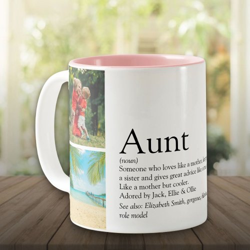 Best Aunt Ever Definition 4 Photo Collage Two_Tone Coffee Mug