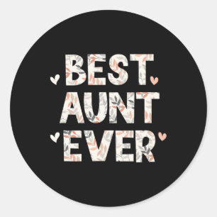 Best Aunt Ever Floral Family Love Hearts Classic Round Sticker