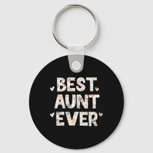 Best Aunt Ever Floral Family Love Hearts Keychain