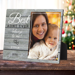 Best Aunt Ever Gift Photo Rustic Gray Wood     Plaque
