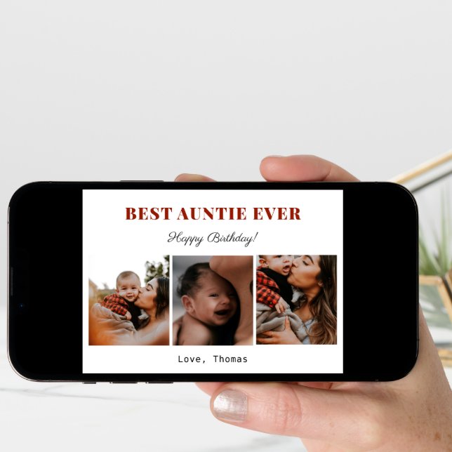 best aunt ever happy birthday photo collage cute  card (Front Digital)