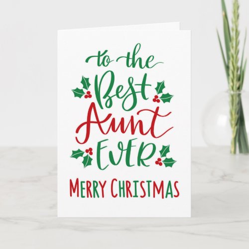 Best Aunt Ever Merry Christmas Typography Card