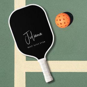 Best Aunt Ever Monogram Script Black Pickleball Paddle