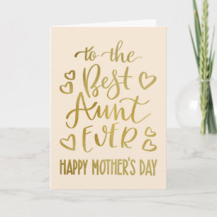 Best Aunt Ever Mother's Day Typography in Gold Card