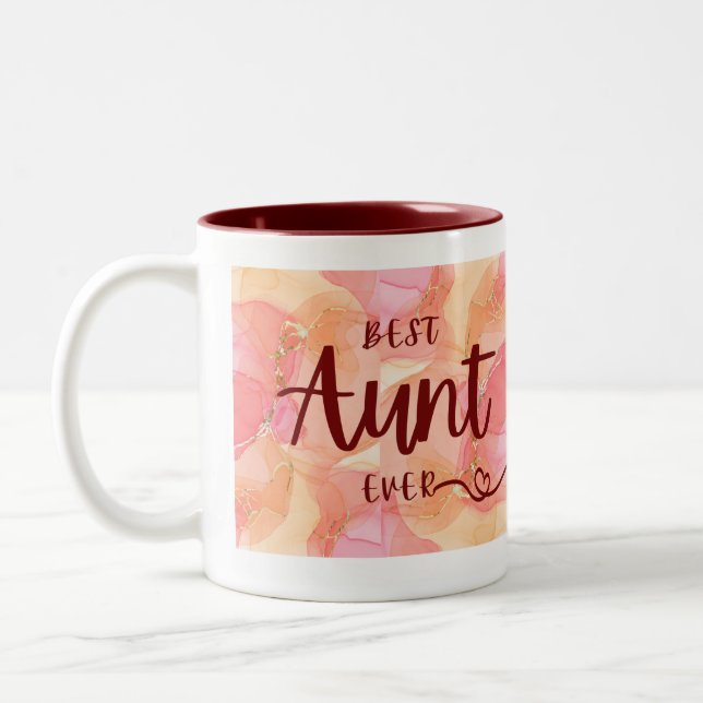 Best Aunt Ever Multicolor Pink Two-Tone Coffee Mug (Left)
