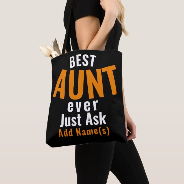 Best Aunt Ever. Personalize  Tote Bag (Close Up)