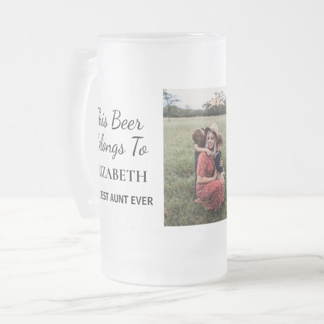 Best Aunt Ever Personalized Photo Frosted Glass Be Frosted Glass Beer Mug (Front Left)