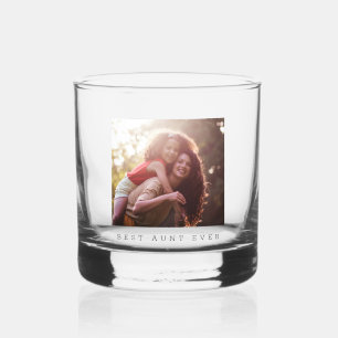 Best Aunt Ever Personalized Photo Keepsake Gift Whiskey Glass