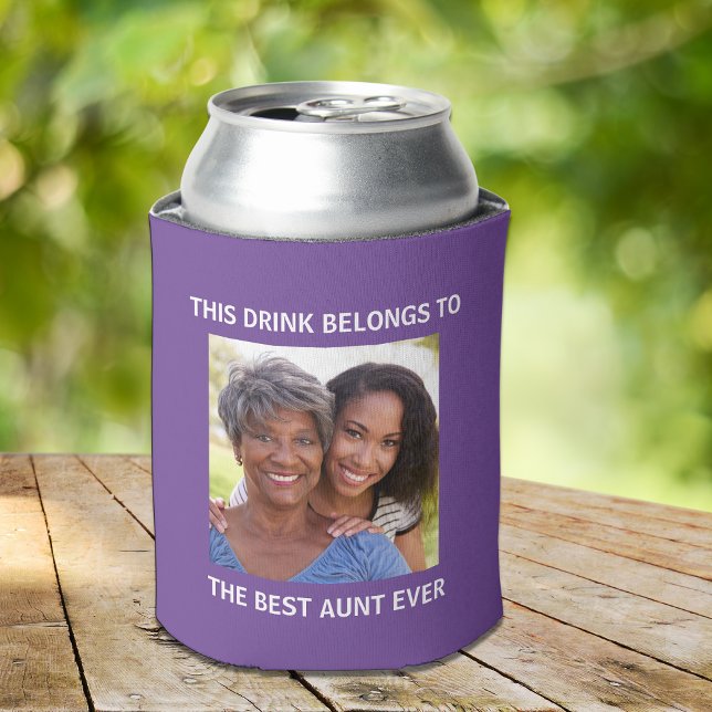 Best Aunt Ever Personalized Photo Purple Can Cooler (Creator Uploaded)