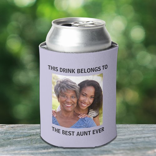 Best Aunt Ever Personalized Photo Purple Can Cooler