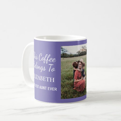 Best Aunt Ever Personalized Photo Purple Coffee Mug