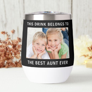 Best Aunt Ever Photo Black Thermal Wine Tumbler