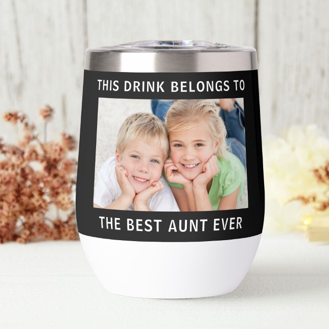 Best Aunt Ever Photo Black Thermal Wine Tumbler (Creator Uploaded)