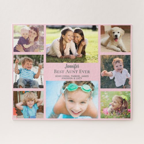 Best Aunt Ever Photo Collage Pink Jigsaw Puzzle