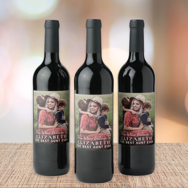 Best Aunt Ever Photo Personalized Wine Label (Creator Uploaded)