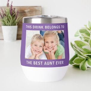 Best Aunt Ever Photo Purple Thermal Wine Tumbler