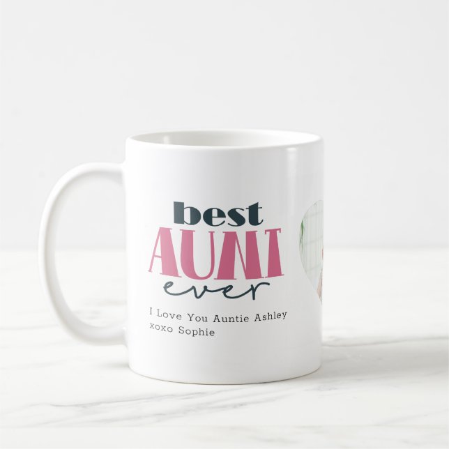 Best Aunt Ever Photo Typography Coffee Mug (Left)