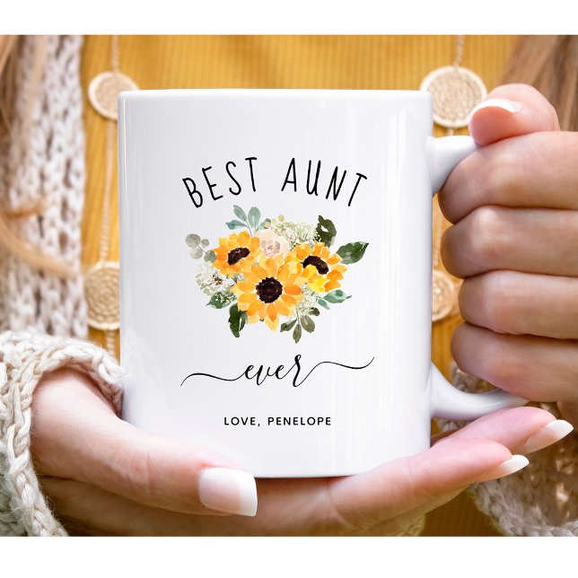 Best Aunt Ever | Pretty Rustic Sunflowers Coffee Mug (Creator Uploaded)