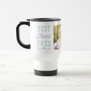 Best Aunt Ever Purple Teal Custom Photo Travel Mug