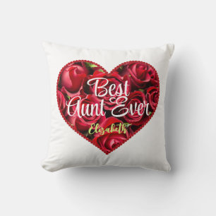 Best Aunt Ever Red Heart  Unique Typography Auntie Throw Pillow