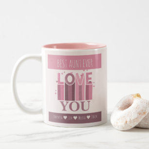 Best Aunt Ever Retro We Love You Nephew Name Two-Tone Coffee Mug