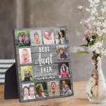Best Aunt Ever Rustic Gray Wood  12 Photo Collage  Plaque<br><div class="desc">Create your own photo collage  plaque  with 12 of your favorite pictures on a wood texture background .Personalize with family photos . Makes a treasured keepsake gift for the favorite aunt for birthday,  holidays and father's day.</div>