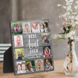 Best Aunt Ever Rustic Gray Wood  12 Photo Collage  Plaque