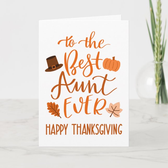 Best Aunt Ever Thanksgiving Day in Orange Card (Front)