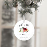 Best Aunt Ever | Trendy Burgundy Boho Floral Photo Ornament<br><div class="desc">This trendy and stylish Christmas ornament says "best aunt ever" in rustic,  handwritten script and features a watercolor bouquet of boho flowers in shades of marsala,  orange,  and white for a holiday gift your aunt will love. Add your personal photo to the back.</div>